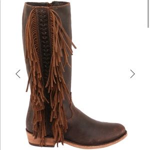 Liberty Black Distressed Fringe Boots NEW 7